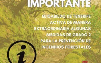 Activación de medidas de grado 2 para la prevención de incendios forestales en Tenerife en las zonas no afectadas por el incendio