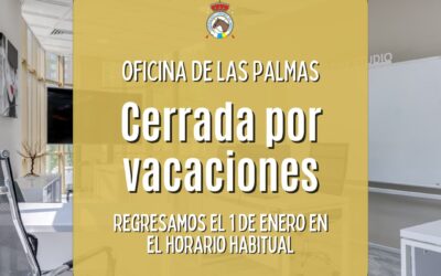 la oficina de Las Palmas permanecerá cerrada por vacaciones del 15 al 31 de diciembre
